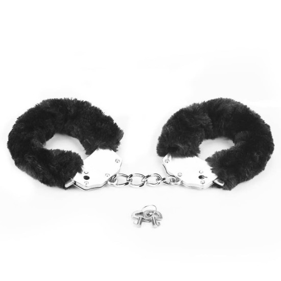 Lovetoy Fetish Pleasure Fluffy Hand Cuffs Black