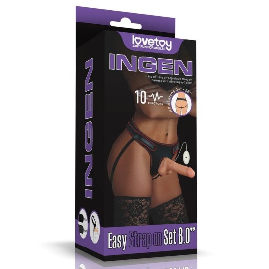 LoveToy Easy Strapon Set with Balls 7.5″ 20 cm připínací dildo s postrojem