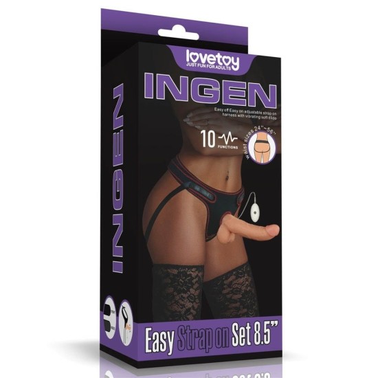 LoveToy Easy Strapon Set 8.5″ 21,5 cm připínací dildo s postrojem
