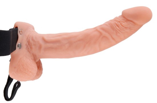 Fetish Fantasy 9" Vibrating Hollow Strap On with Balls