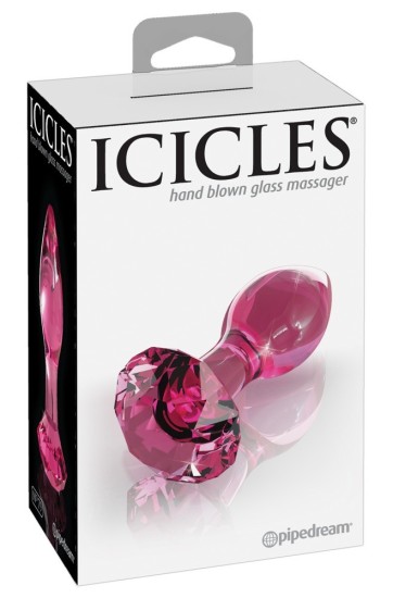 Icicles No. 79 růžový skleněný kolík diamant