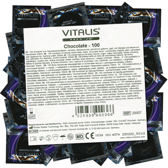 Vitalis Premium Bulk-Pack: Chocolate/Black, 100 condoms