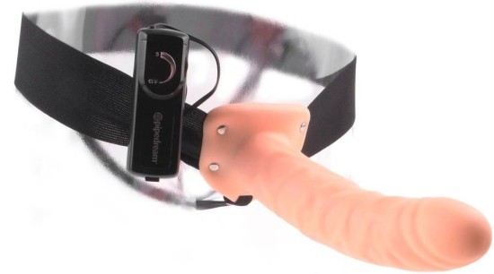 Fetish Fantasy 8" Vibrating Hollow Strap On