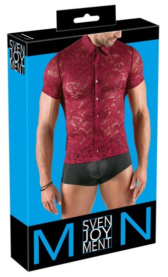 Svenjoyment Floral Lace Transparent Shirt 2161966 Red Velikost L