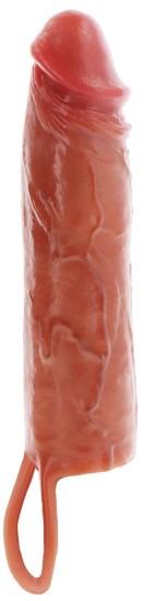 ToyJoy Get Real Hydrated Skin Penis Silicone Sleeve Vibrating 20cm Caramel