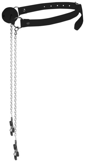 Ouch! by Shots Ball Gag with Nipple Clamps
