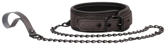 Ouch! elegant collar with leash titanium grey Obojek s vodítkem Czarny