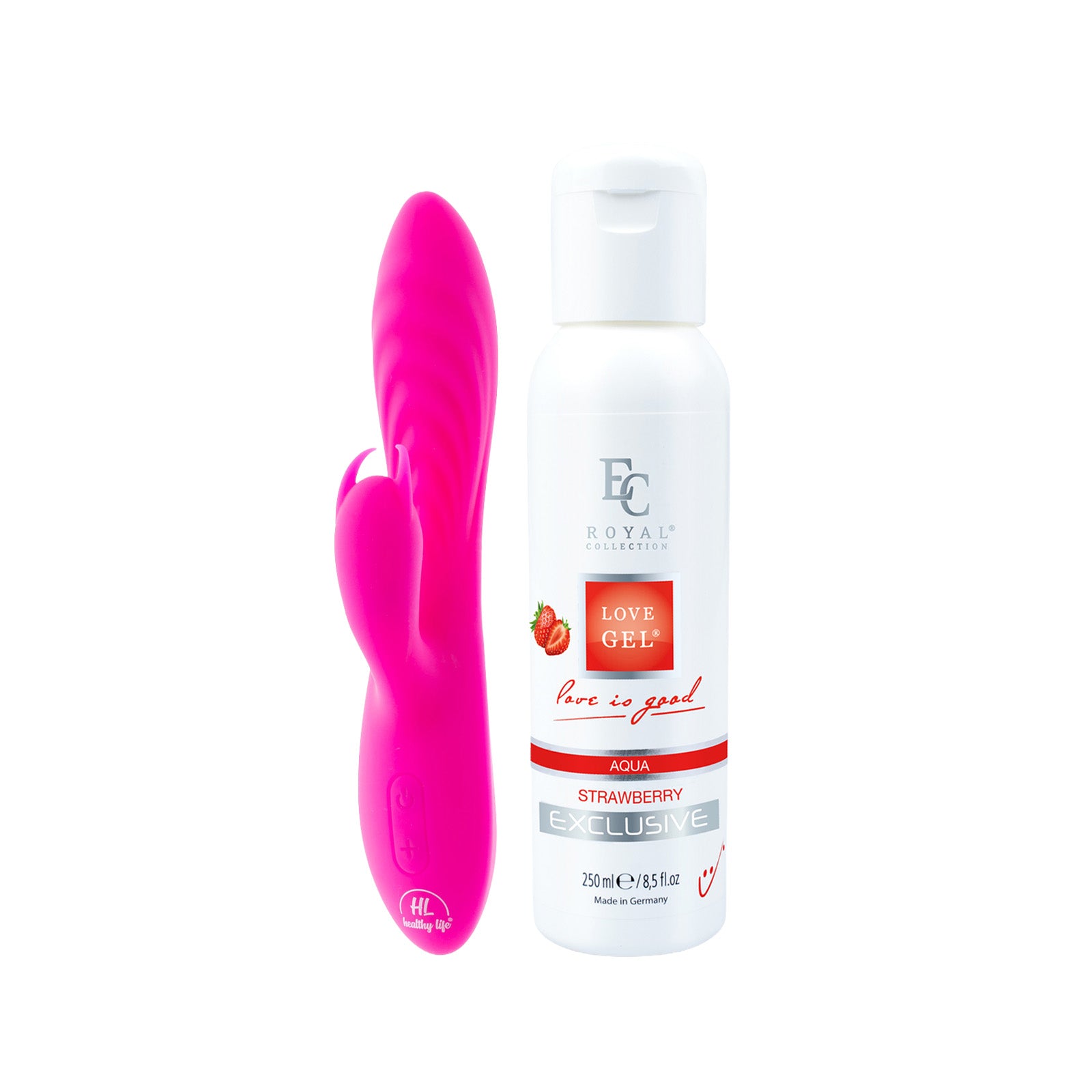 Sada - Vibrátor Diego a Lubrikant Strawberry 250ml růžová