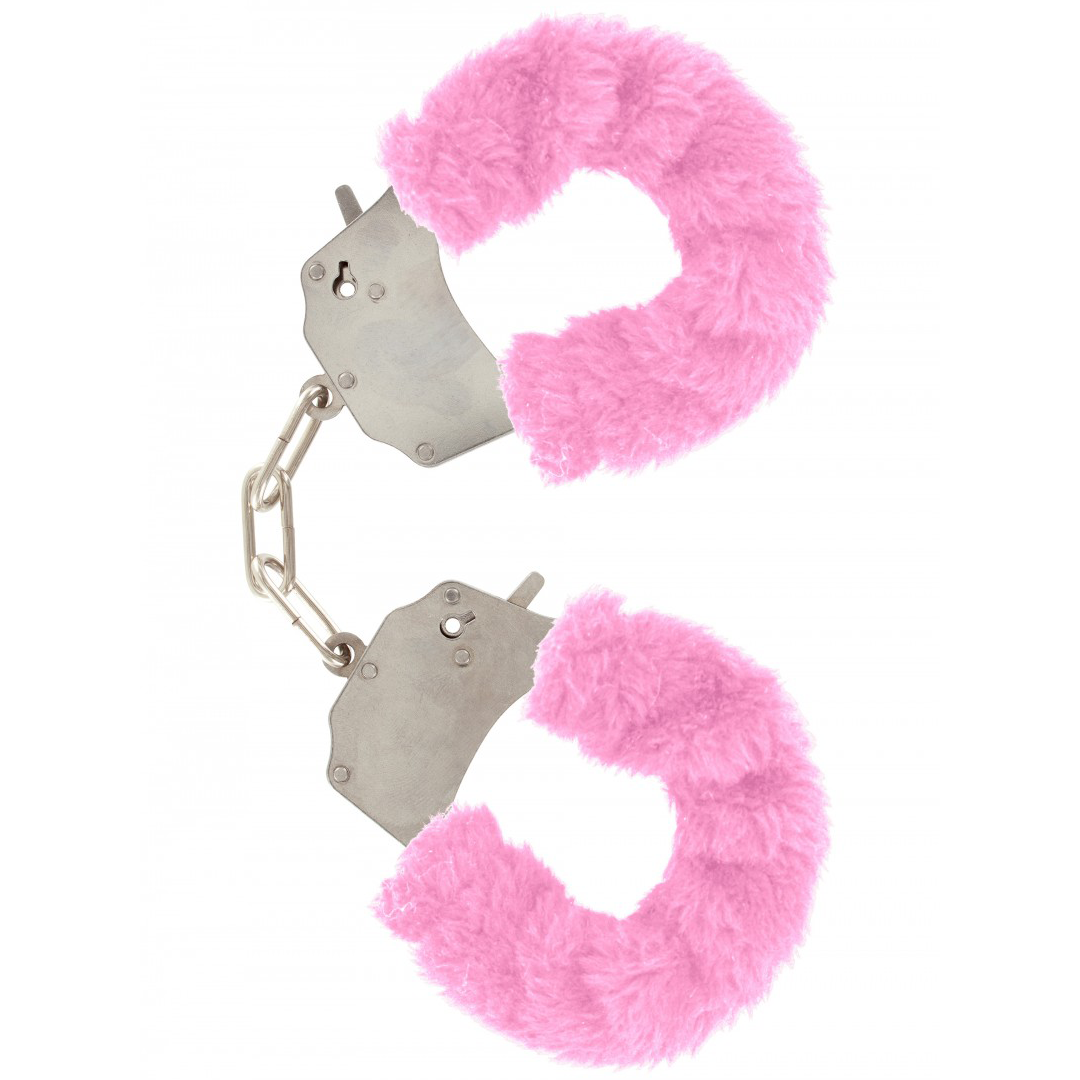 Toyjoy Furry Fun Cuffs plyšová kovová pouta | Růžová
