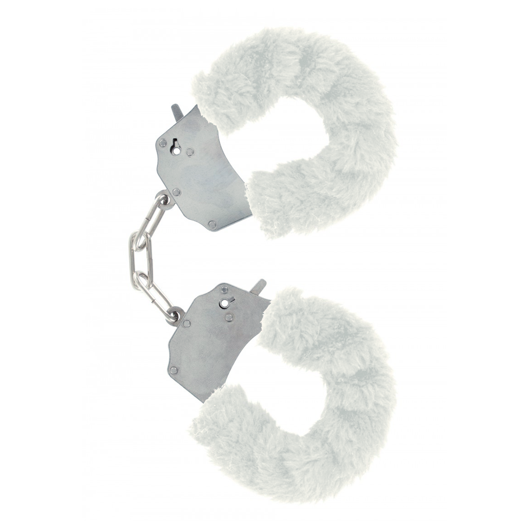 Toyjoy Furry Fun Cuffs plyšová kovová pouta | Bílá