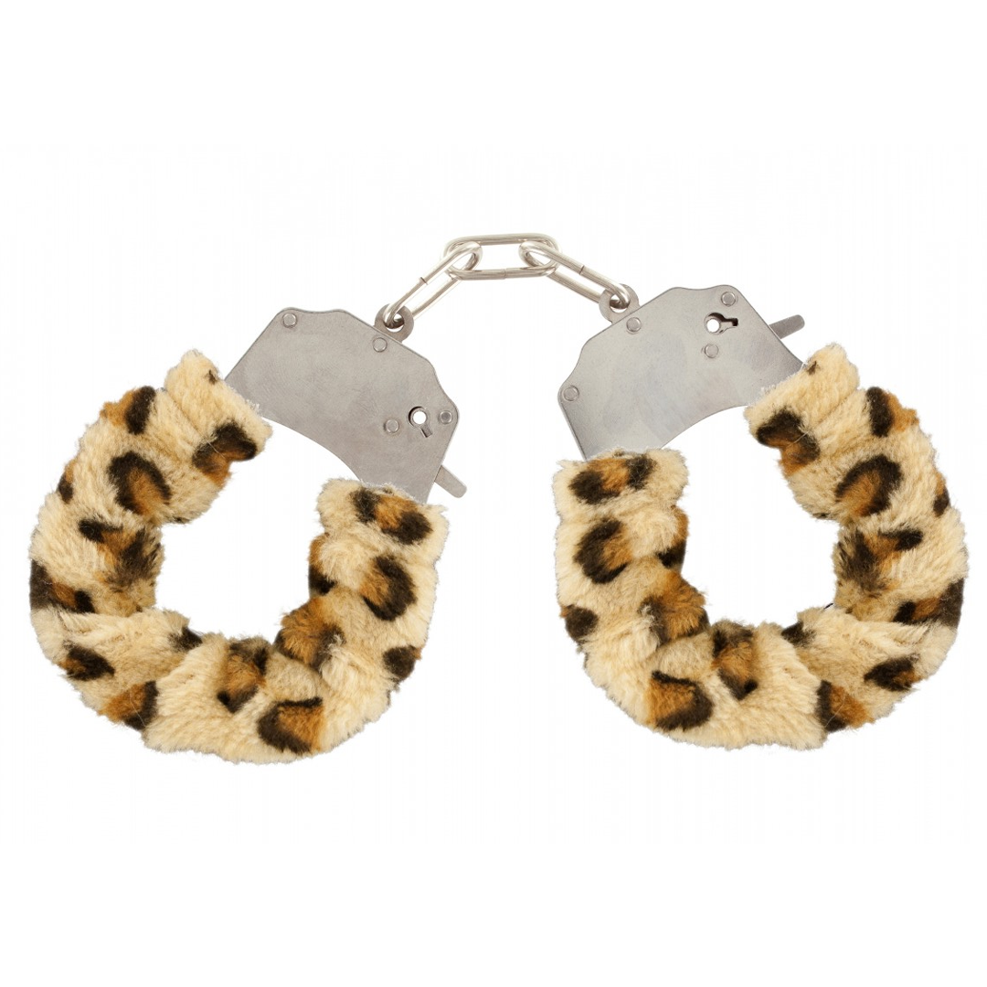 Toyjoy Furry Fun Cuffs plyšová kovová pouta | Leopard