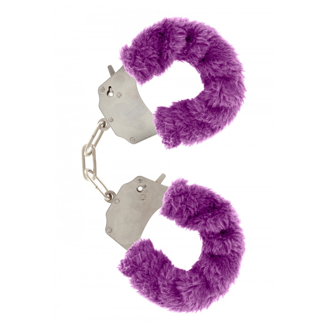 Toyjoy Furry Fun Cuffs plyšová kovová pouta | Fialová