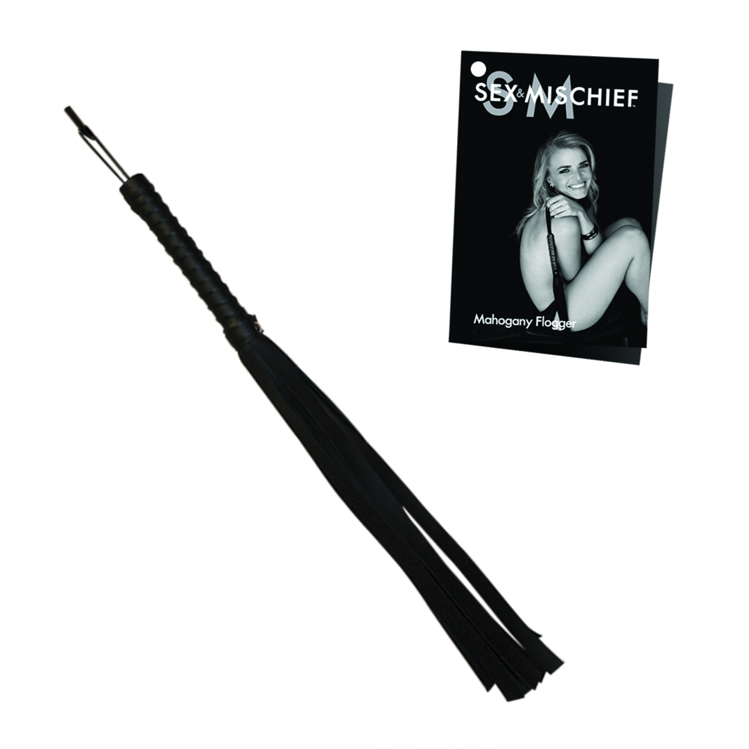 S&M Black Faux Leather Flogger 61cm