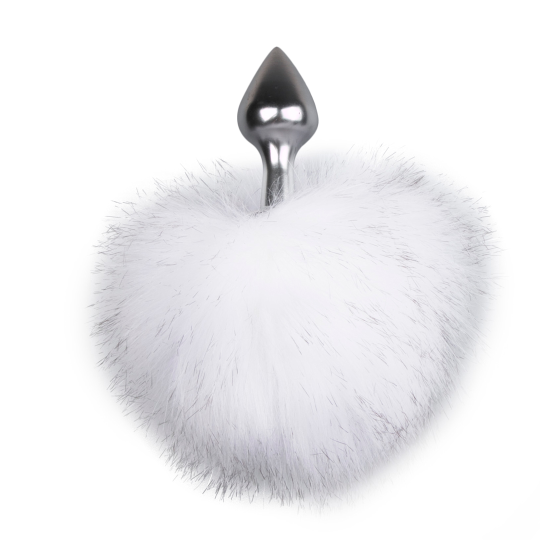 Easytoys Anální kolík Bunny Tail Plug No. 1 - stříbrná/bílá