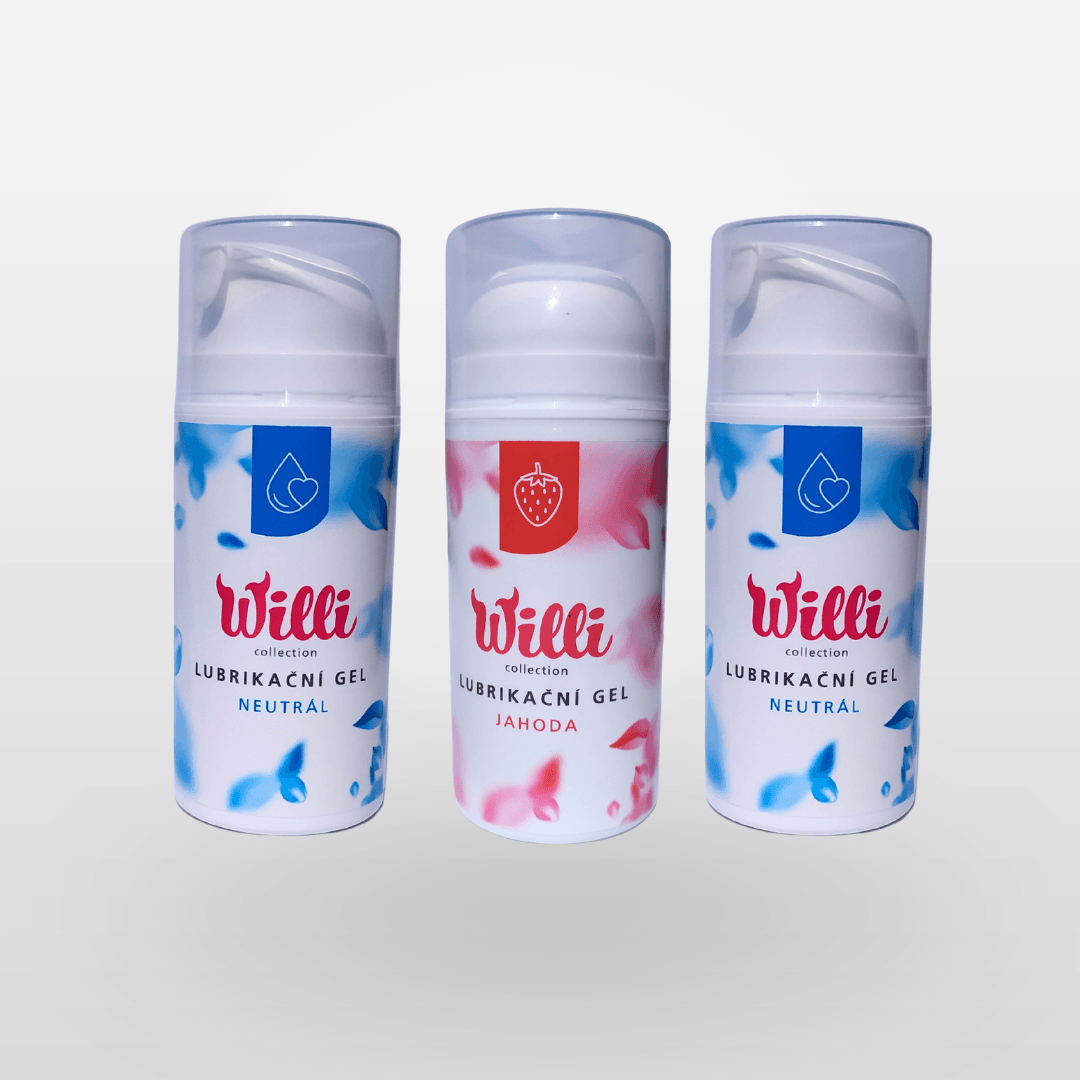 Willi Lubrikační gely set 3 různých gelů na vodní bázi 3x 100ml