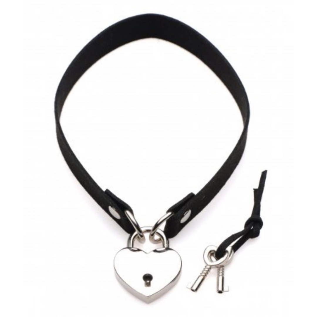 Master Series Lock-It Heart choker Obojek se zámkem ve tvaru srdce