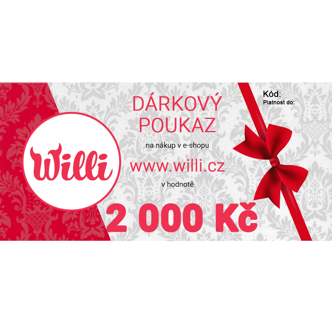 Willi Dárkový poukaz na nákup v e-shopu willi.cz v hodnotě 2 000 Kč