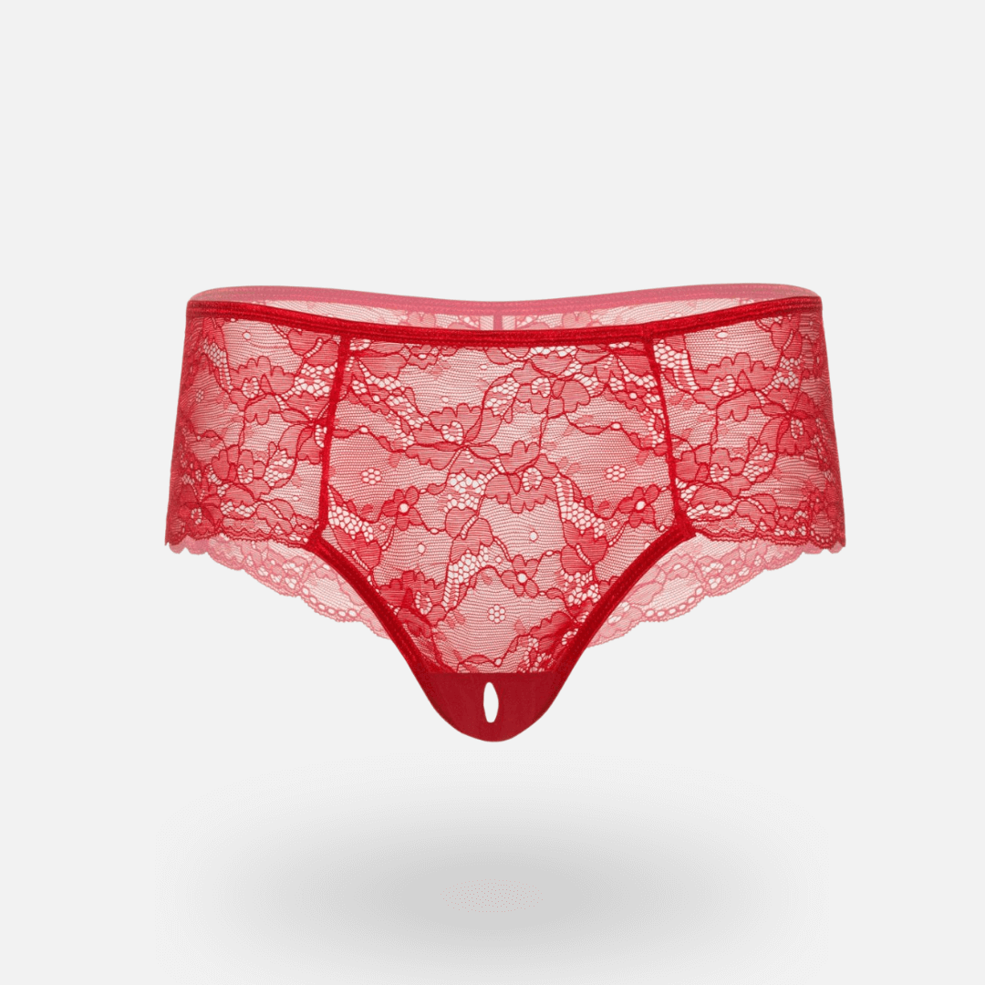 Daring Intimates Ella Crotchless Cheeky Panty kalhotky s otvorem | červená