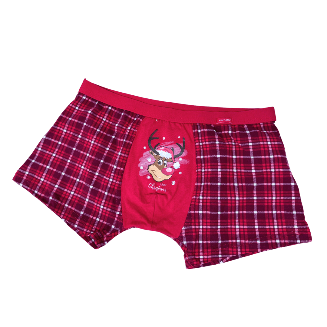 Cornette Červené boxerky pro muže s vánoční tématikou soba M