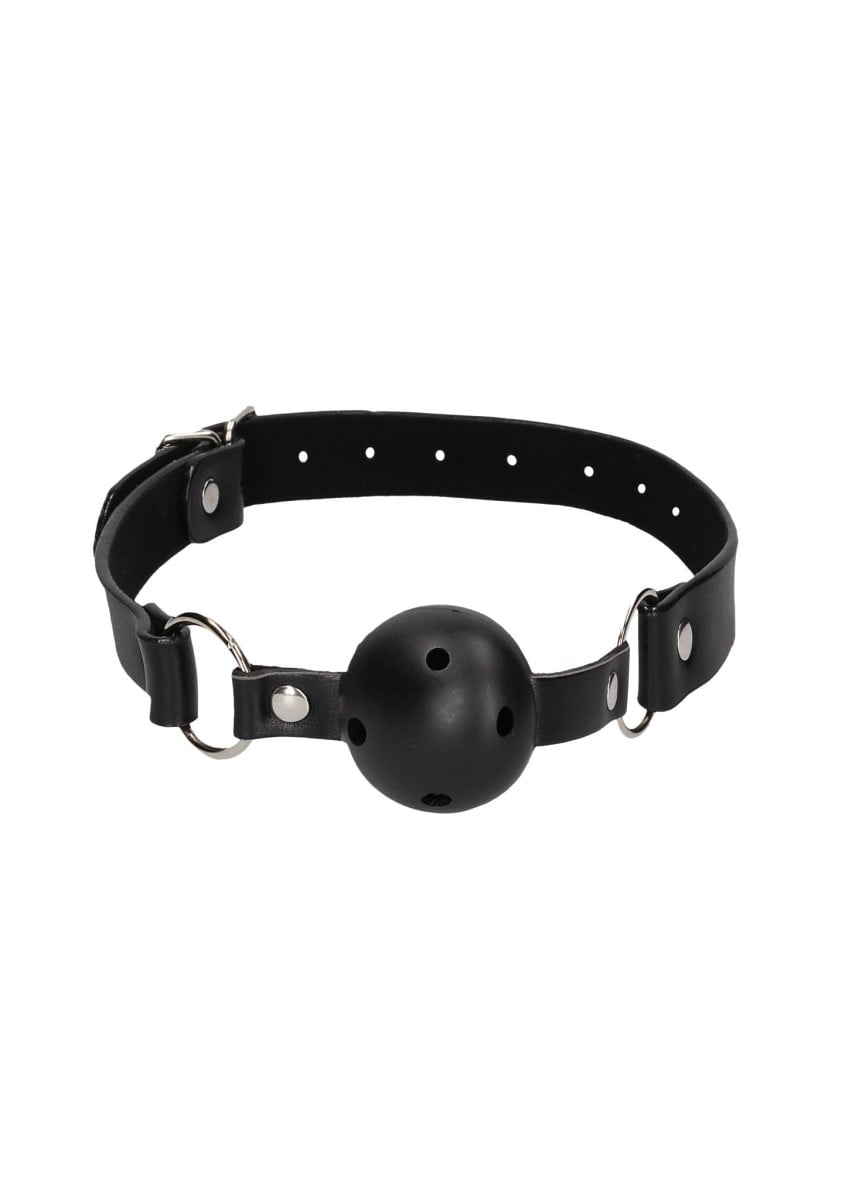 Shots Ouch! Black & White Breathable Ball Gag, roubík s otvory pro dýchání