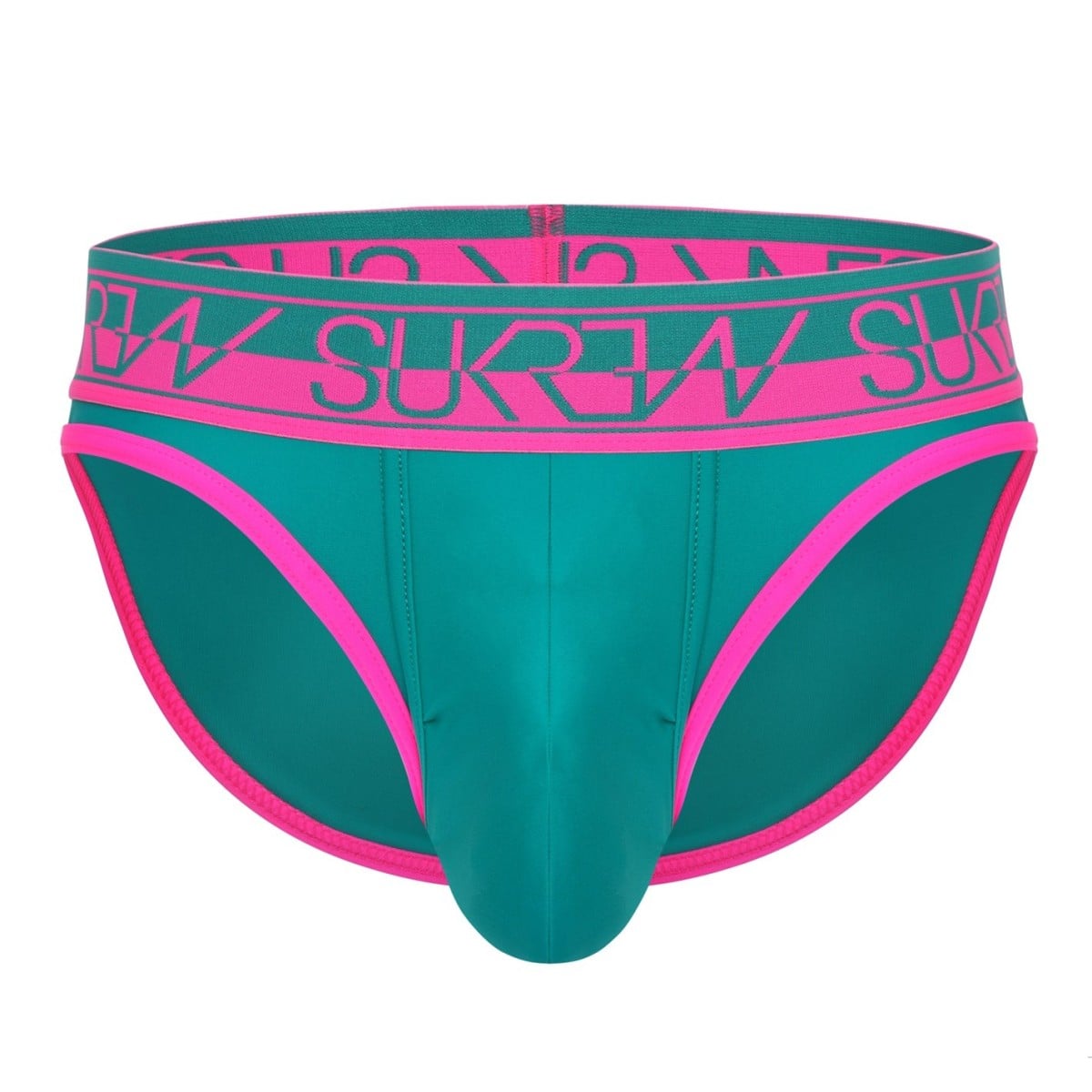 Slipy Sukrew Green-Pink Brief L, zeleno-růžové pánské slipy