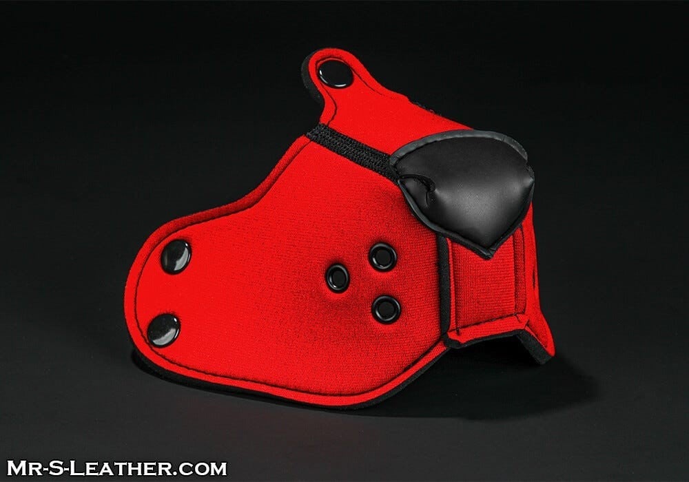 Mr. S Leather Neoprene K9 Muzzle Red, neoprenový čumák pro puppy play