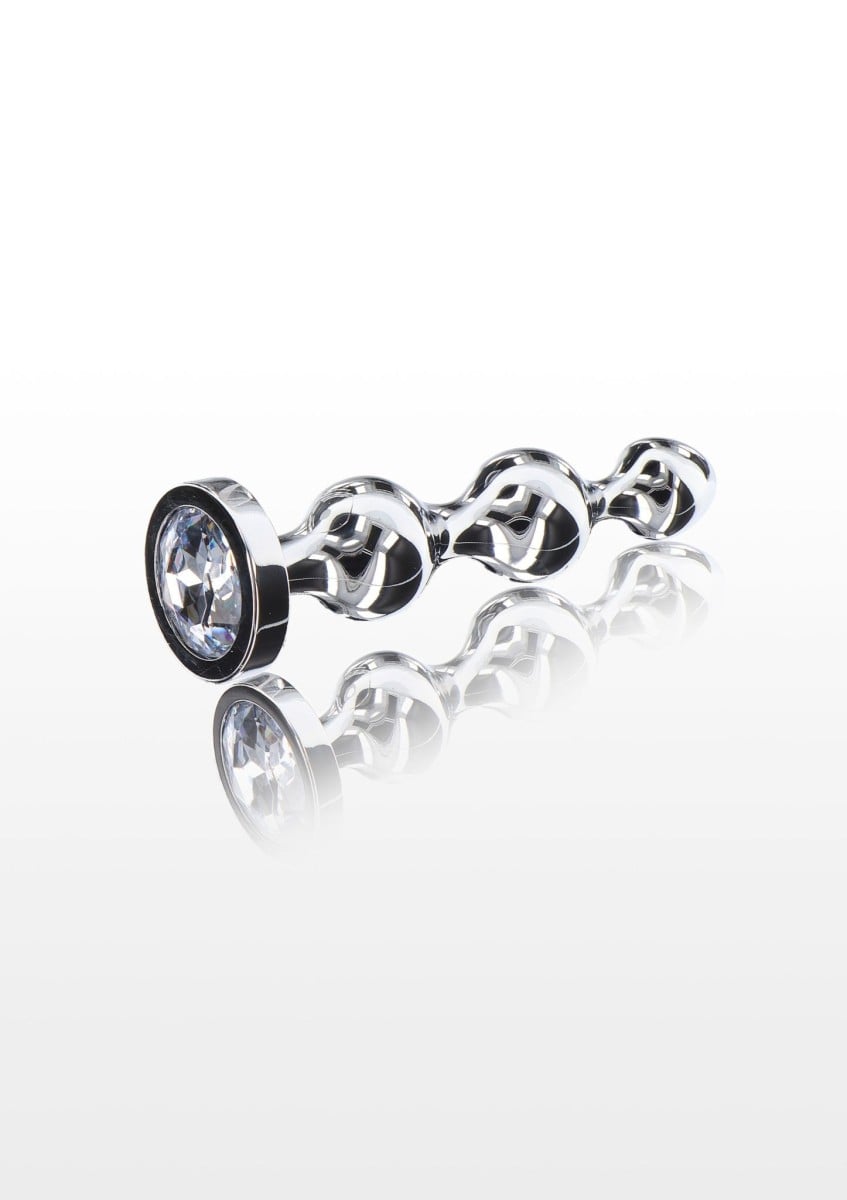 ToyJoy Anal Play Diamond Star Beads Medium, kovový anální kolík 11,1 x 2–2,5 cm