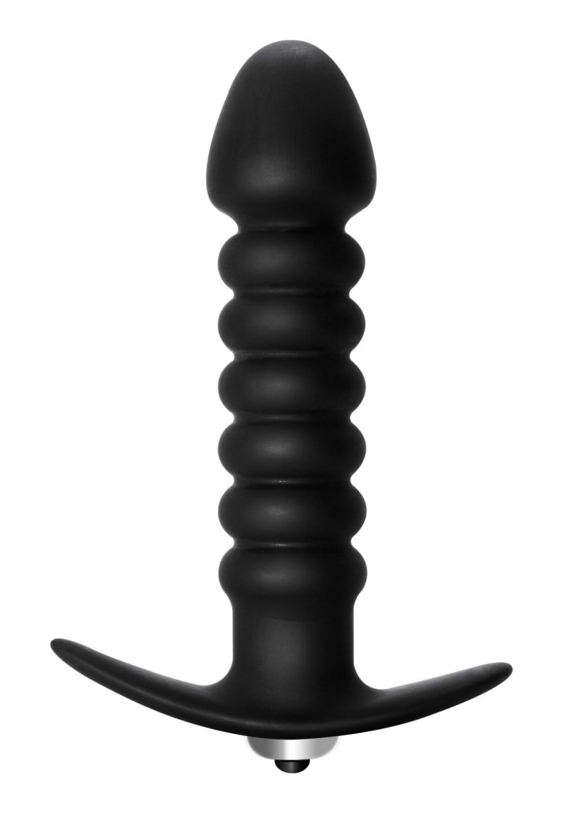 Vibrační anální kolík Lola Games First Time Twisted černý, silikonový anální vibrátor 13,7 x 3 cm