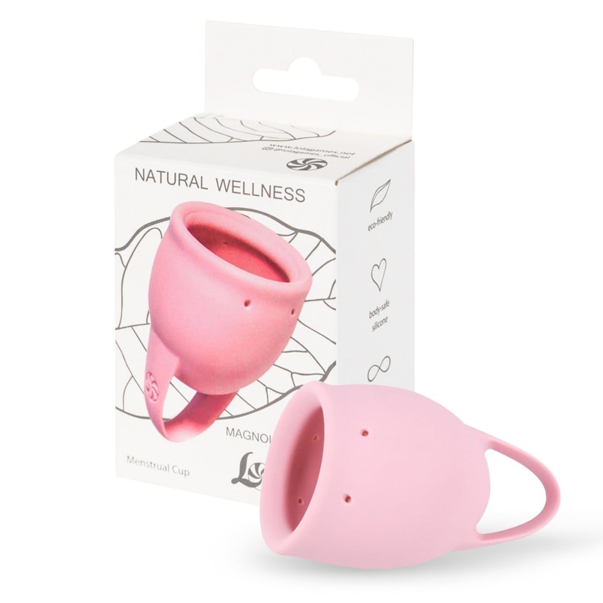 Menstruační kalíšek Lola Games Natural Wellness Big 20 ml růžový, silikonový menstruační kalíšek
