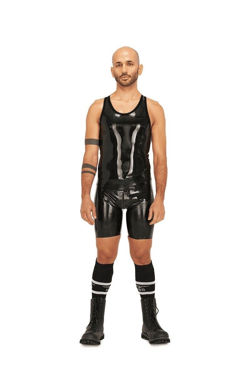 Gumové tílko Mister B Rubber Muscle Shirt černé S, černé latexové tílko