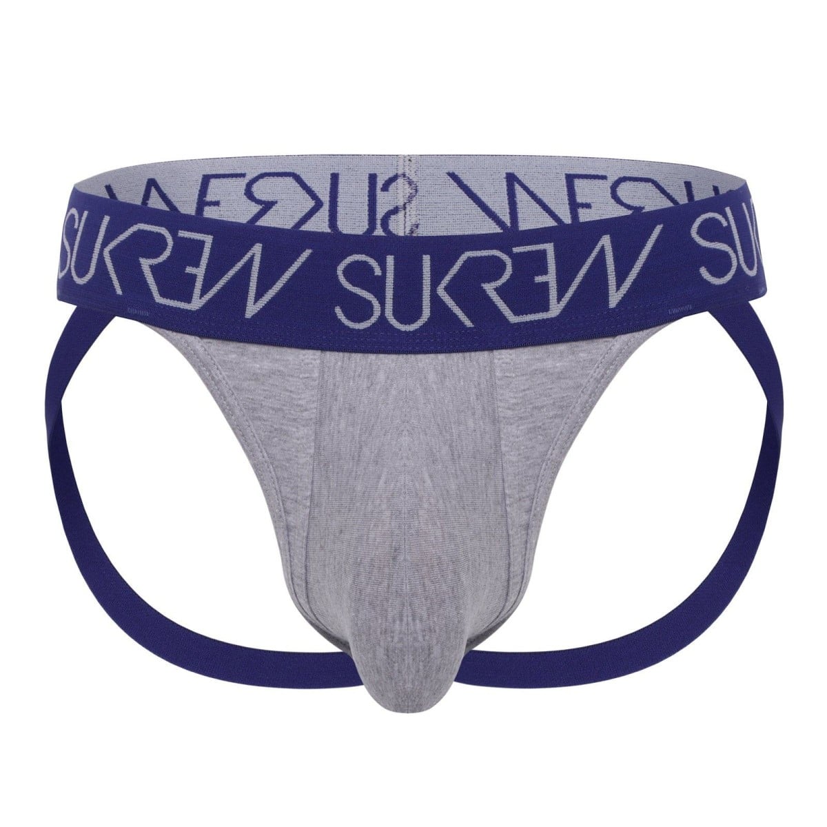 Jocksy Sukrew Grey Marl-Indigo Jockstrap L, pánské šedo-modré jocksy