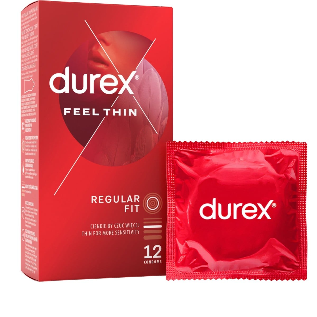 Durex Feel Thin 12 Pack, tenké latexové kondomy