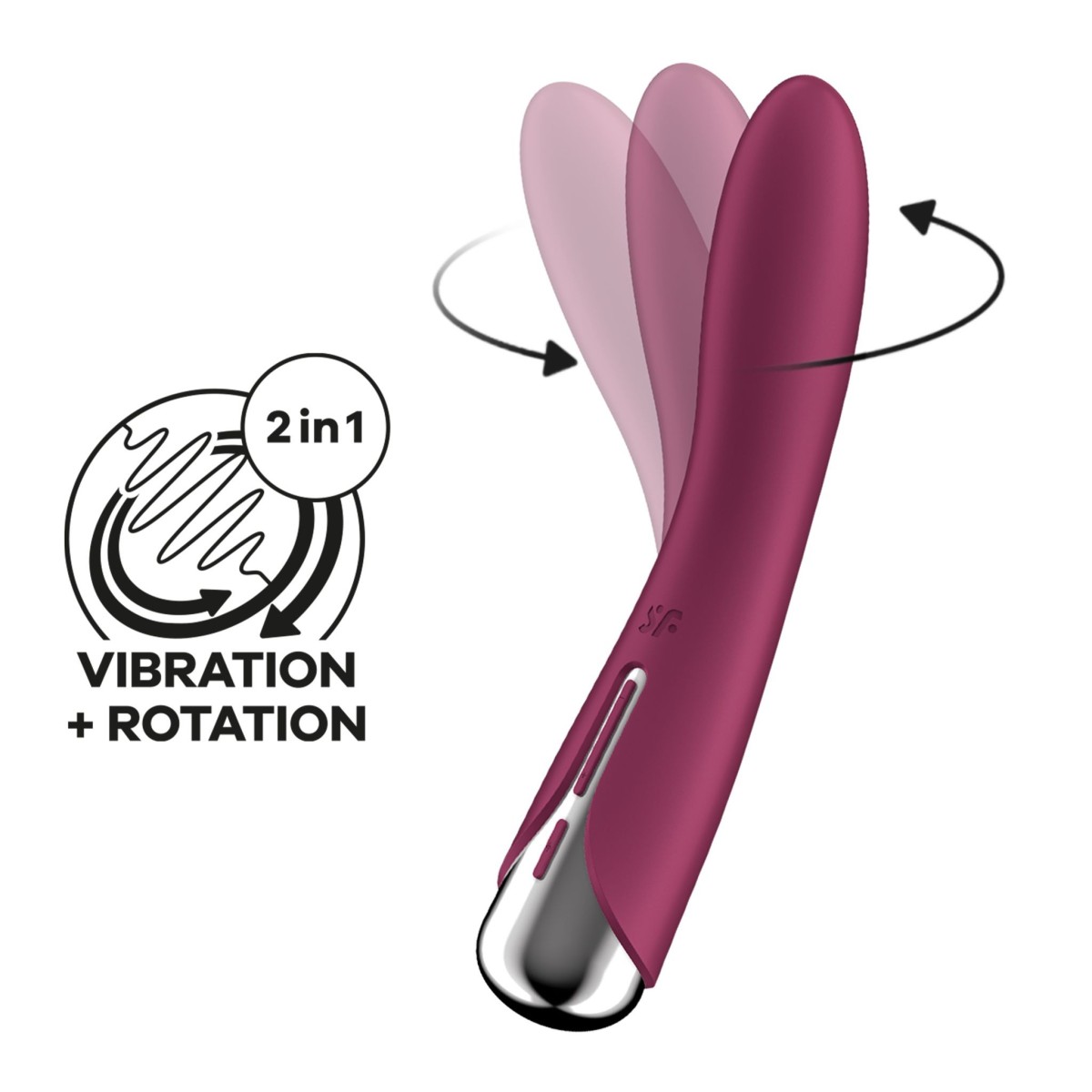 Vibrátor Satisfyer Spinning Vibe 1 červený, silikonový vibrátor s rotační špičkou 17,5 x 3,5 cm