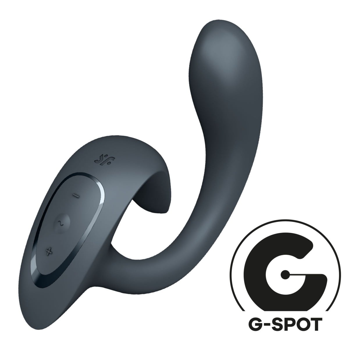 Dvojitý vibrátor Satisfyer G for Goddess 1 šedý, silikonový vibrátor na bod G a klitoris 18,5 x 3,7 cm