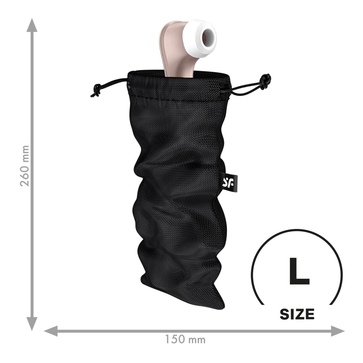 Vak na hračky Satisfyer Treasure Bag L černý, nylonový vak na erotické pomůcky 26 x 15 cm