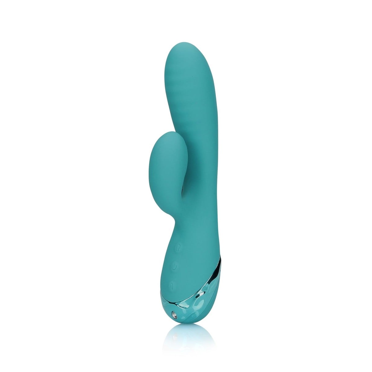 Shots Loveline Inflatable Rabbit Vibrator Peacock Blue, nafukovací vibrátor na bod G a klitoris 19 x 3,4–4,5 cm