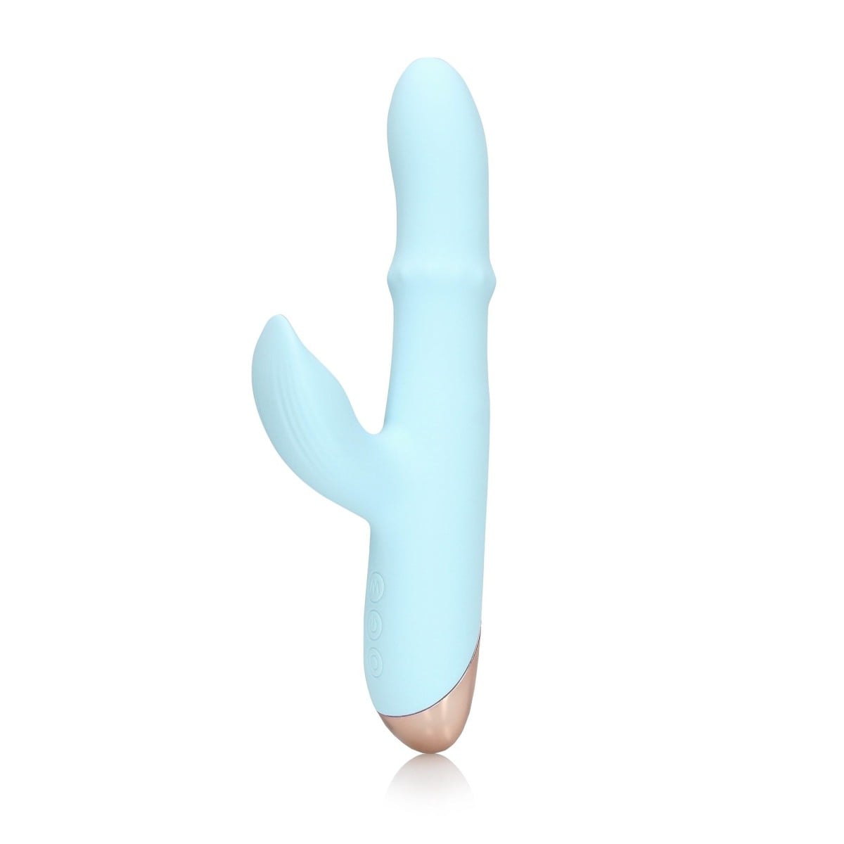 Shots Loveline Pulse Wave and Up-and-Down Moving Ring Vibrator Arctic Blue, silikonový vibrátor na bod G a klitoris 22,1 x 3,5 cm