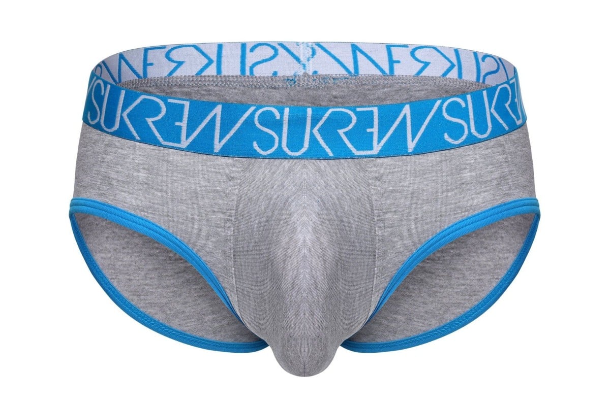 Slipy Sukrew Apex Brief Grey Marl S, šedo-modré pánské slipy