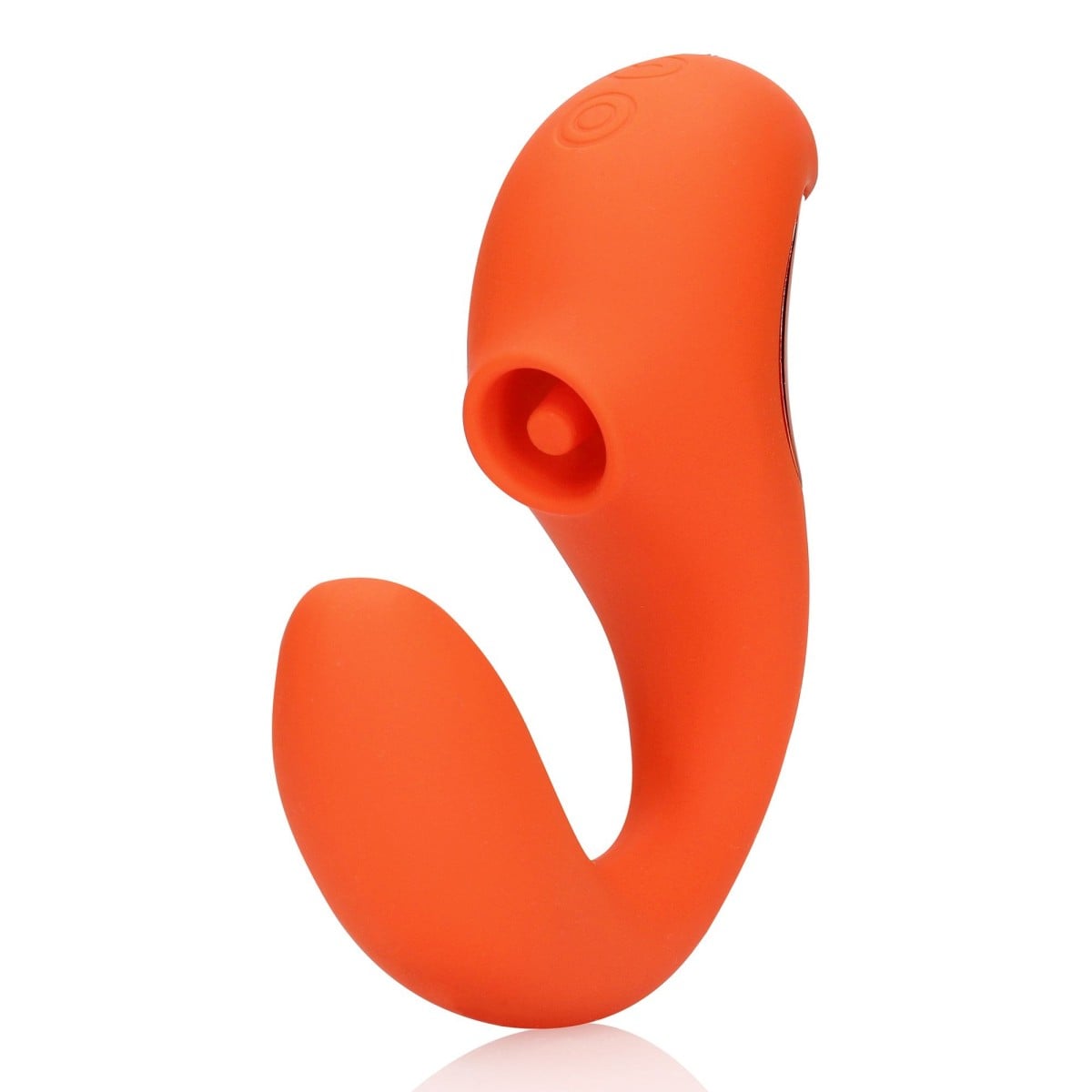 Shots Loveline G-Spot Vibrator with Clitoral Pulse Wave Untamed Orange, silikonový vibrátor na bod G a pulzátor na klitoris 12,7 x 3,1 cm