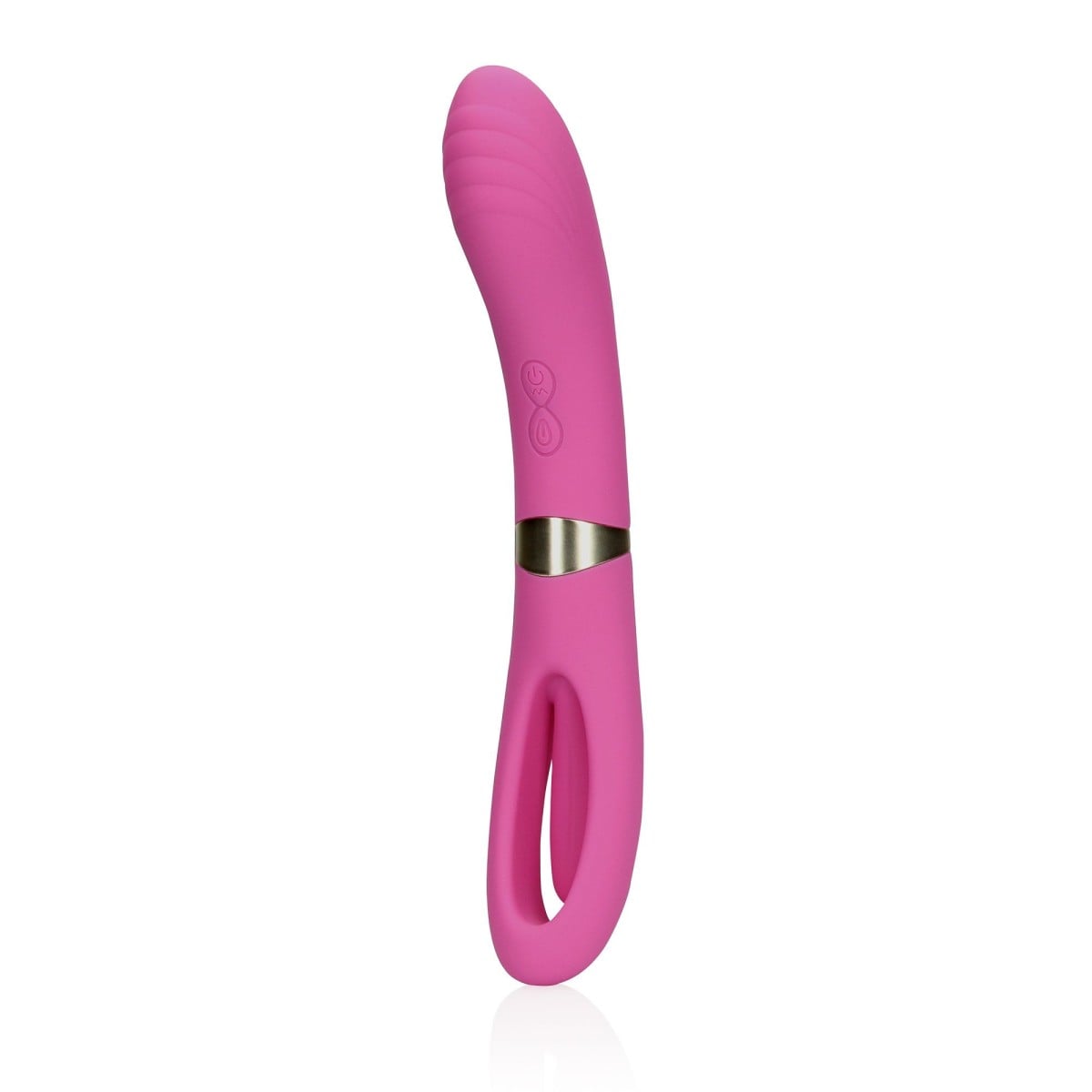 Loveline Double-Sided Flapping and G-Spot Vibrator Exuberant Pink, silikonový vibrátor na bod G 23 x 3,6–4,2 cm