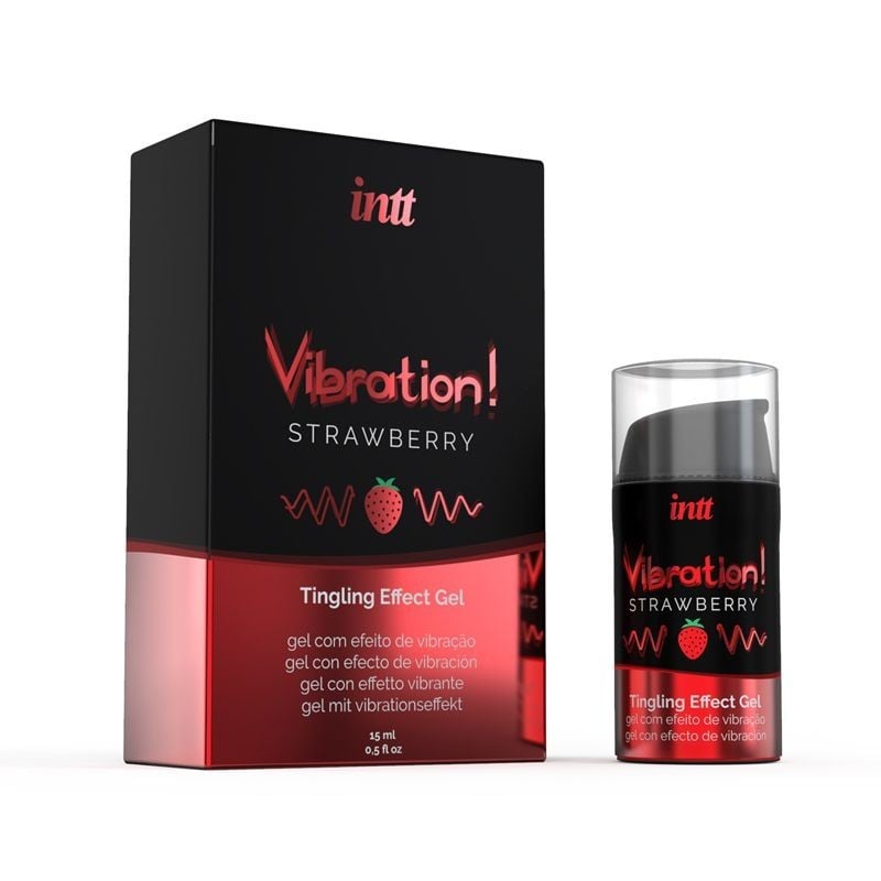 Intt Vibration! Strawberry 15 ml, stimulační gel s vibračním efektem a příchutí jahod