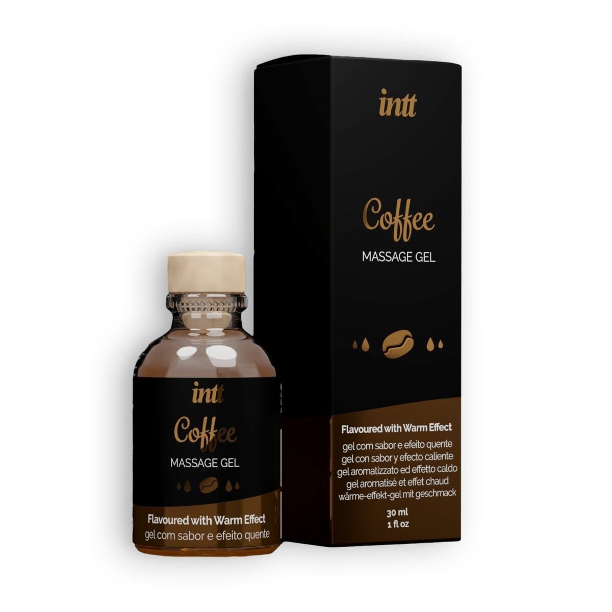 Intt Coffee Massage Gel 30 ml, masážní gel s hřejivým efektem a příchutí kávy
