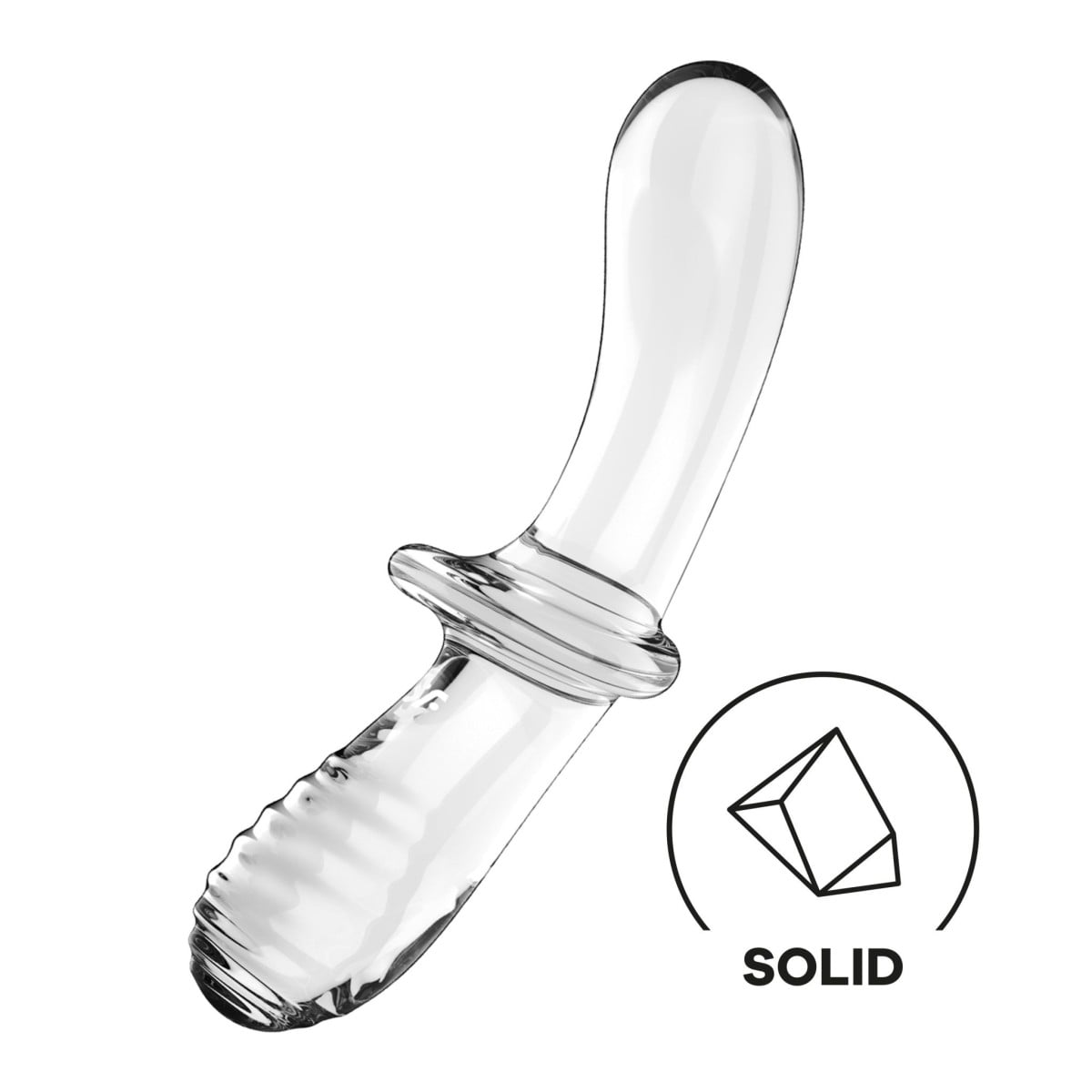 Skleněné dildo Satisfyer Double Crystal průhledné, oboustranné skleněné dildo 20 x 3,7 cm