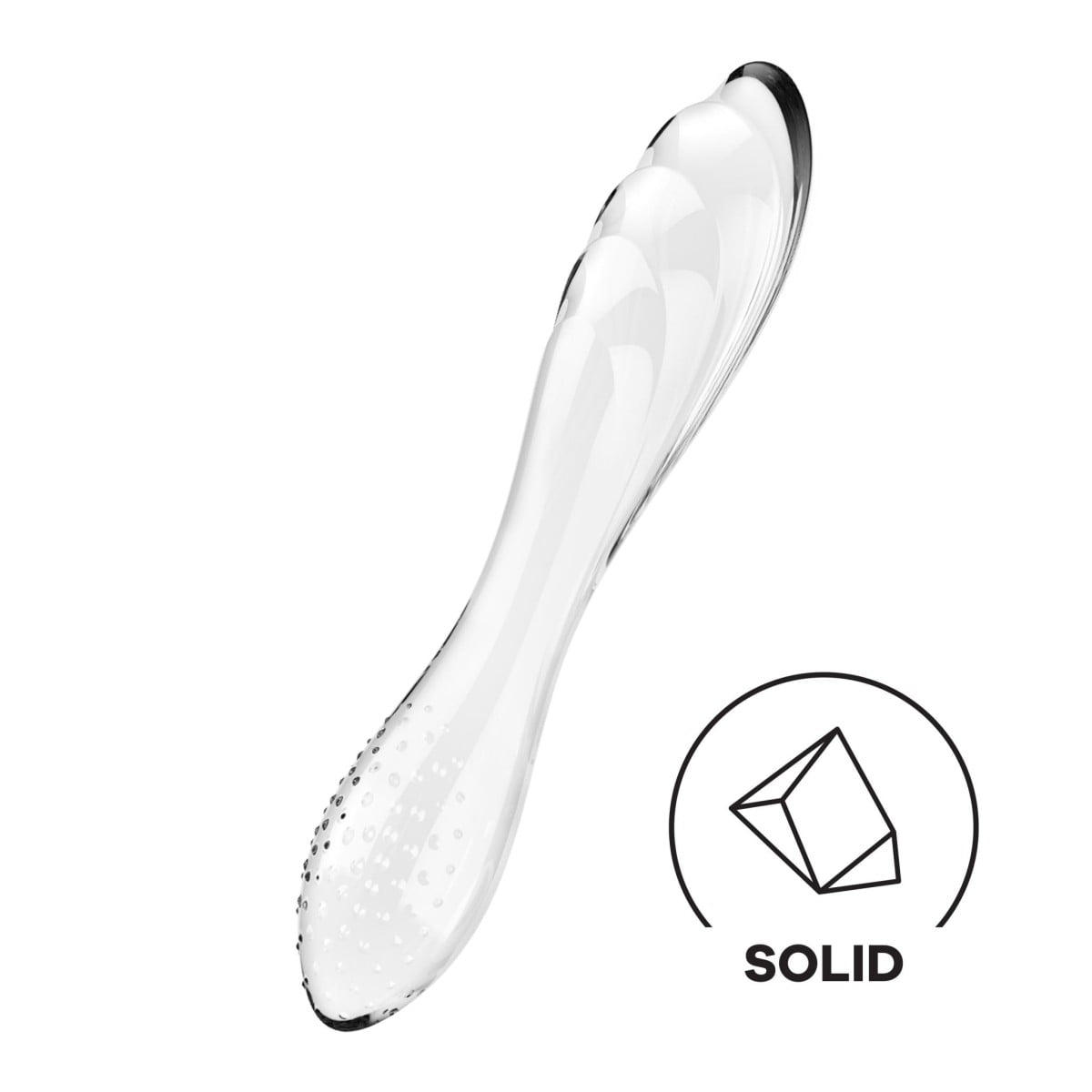 Skleněné dildo Satisfyer Dazzling Crystal 1 průhledné, oboustranné skleněné dildo 18,2 x 3,6 cm