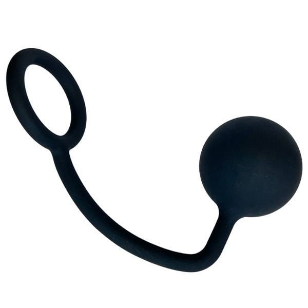 Titus Cock Ring with Anal Ball 60 mm, silikonový erekční kroužek 50 mm s anální koulí 6 cm