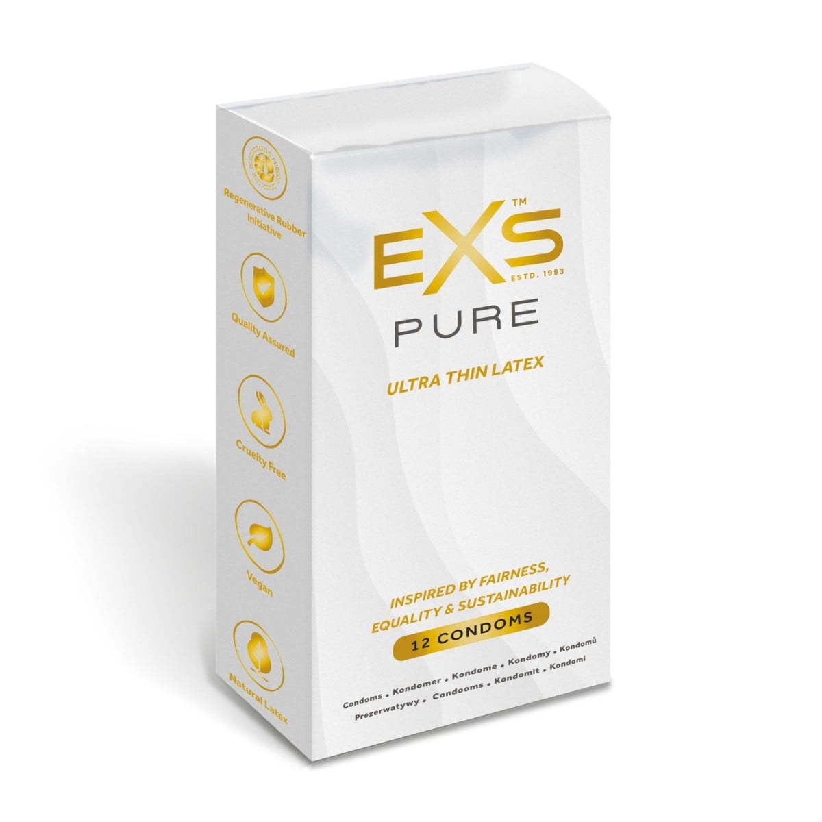 EXS Pure Condoms 12 Pack, ultra tenké veganské kondomy