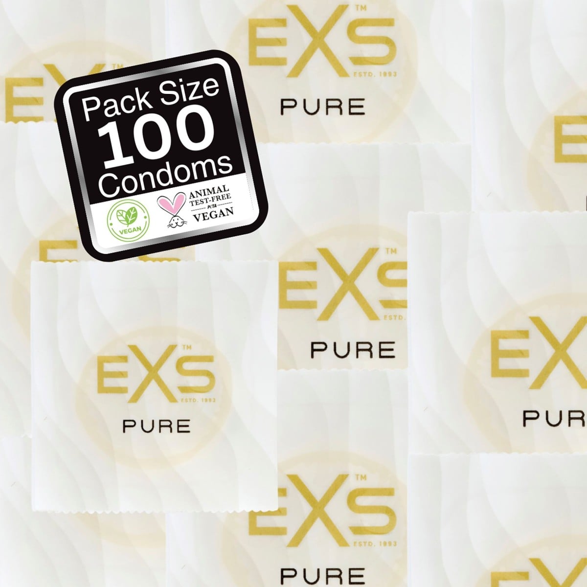 EXS Pure Condoms 100 Pack, ultra tenké veganské kondomy