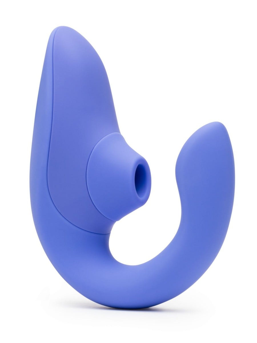 Vibrátor s podtlakovou stimulací Womanizer Blend Vibrant Blue, vibrátor na bod G se stimulátorem klitorisu