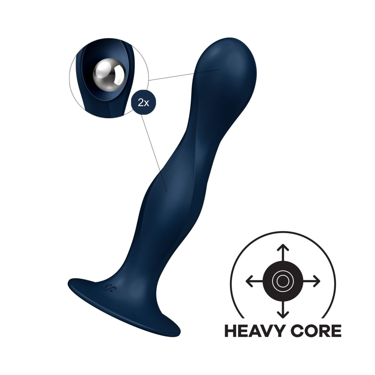 Dildo Satisfyer Double Ball-R tmavě modré, vaginální či anální dildo s pohyblivými vnitřními kuličkami 17,9 x 3,9 cm