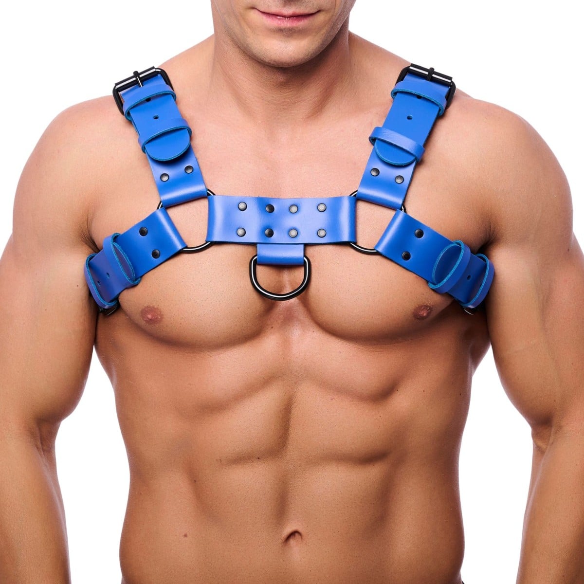Kožený postroj The Red Bulldog Leather Harness modrý L/XL, kožený postroj pro muže